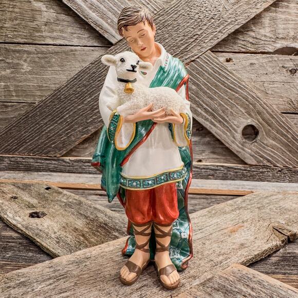 Vintage, Shepherd and Lamb, Hawthorne Village Jeweled Nativity Collection - Picture 1 of 7